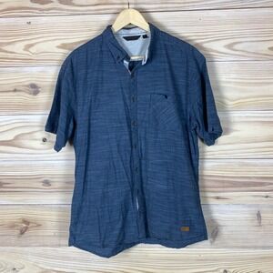 Outpost Makers Shirt Button Down Mens XL Blue Chambray Casual Preppy Outdoor